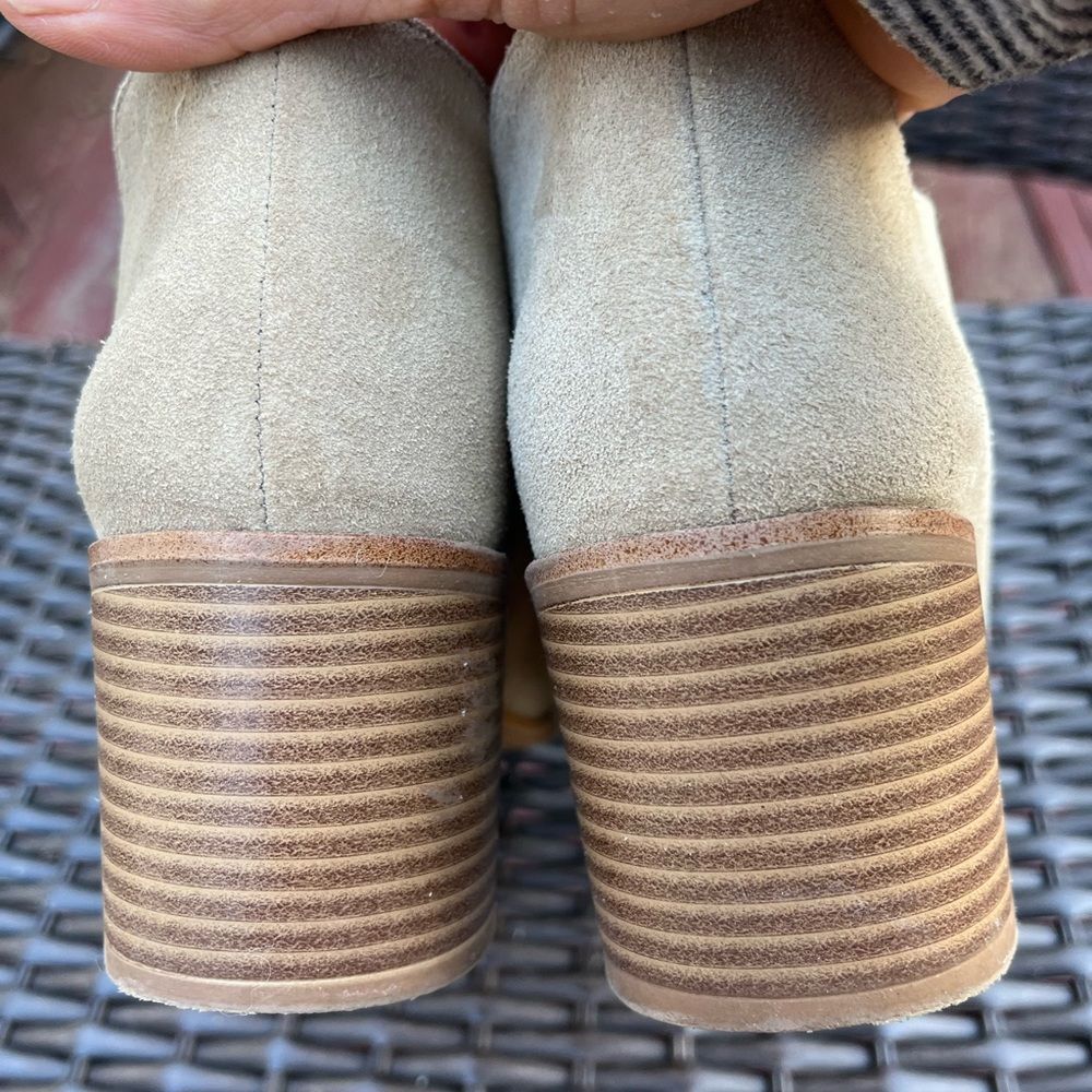 Zara Light Beige/Cream Suede Ankle Booties, Elastic Side Inserts Size 38 - Picture 11 of 13